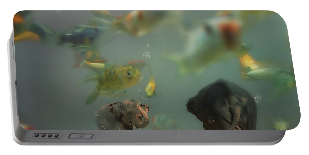 Elephant Portable Battery Charger featuring the photograph Mornin' by Martine Roch