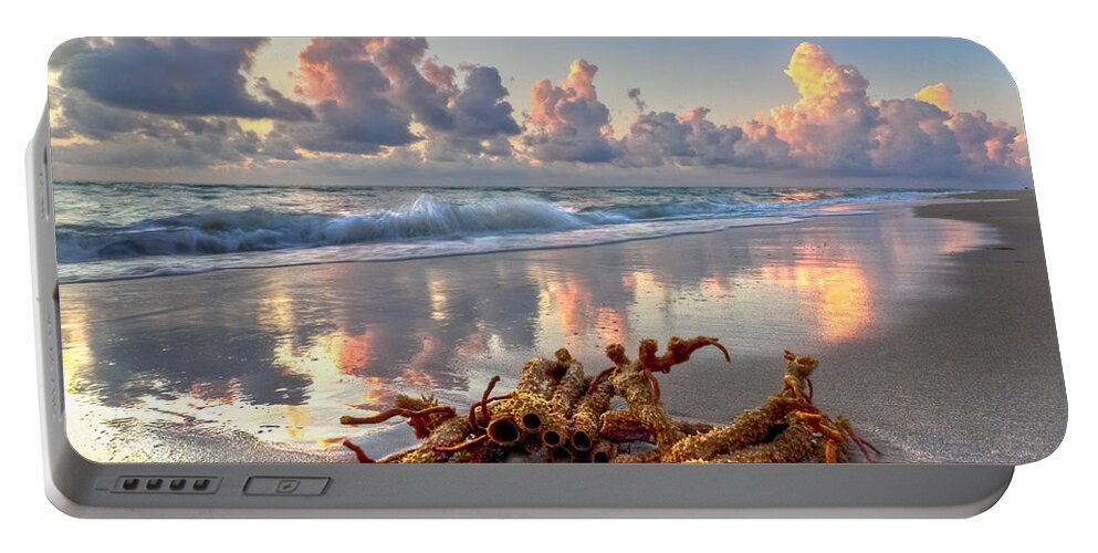 Blowing Portable Battery Charger featuring the photograph Morning Surf by Debra and Dave Vanderlaan