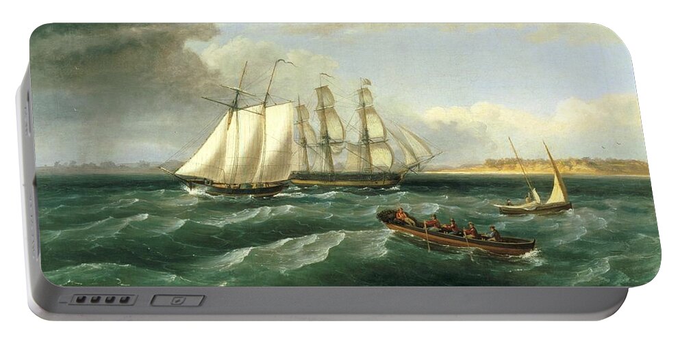 Mouth Of The Delaware Portable Battery Charger featuring the painting Mouth of the Delaware by Thomas Birch
