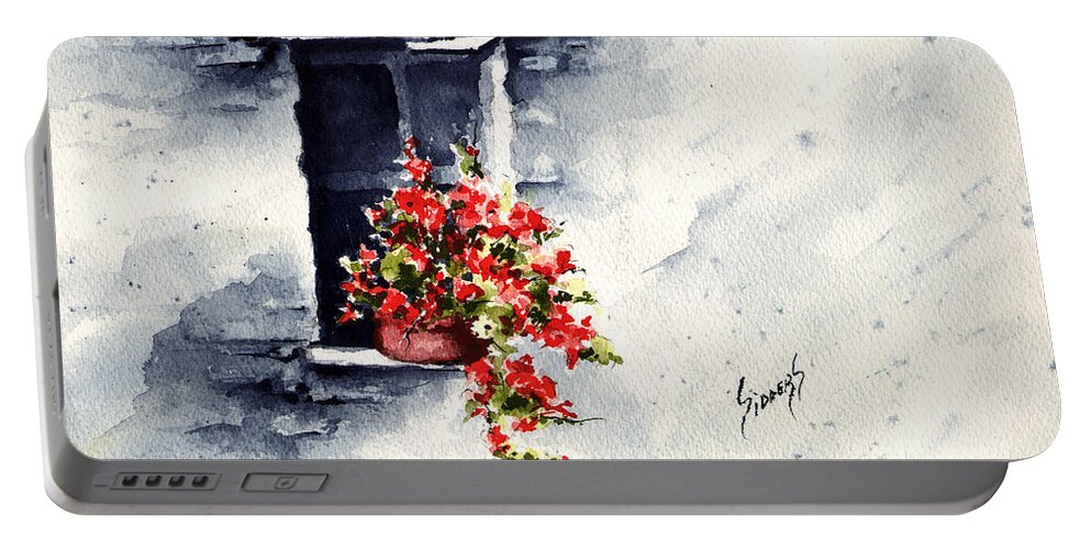 Wall Portable Battery Charger featuring the painting Niche With Flowers by Sam Sidders
