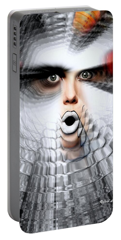 Omg Portable Battery Charger featuring the painting OMG by Rafael Salazar