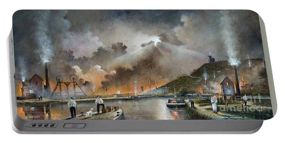 England Portable Battery Charger featuring the painting Original Site Of The Black Country Museum - England by Ken Wood
