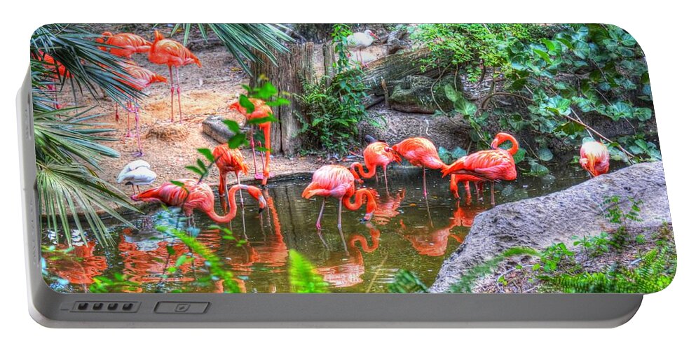 Flamingo Portable Battery Charger featuring the photograph Pink Flamingo #1 by Debbi Granruth