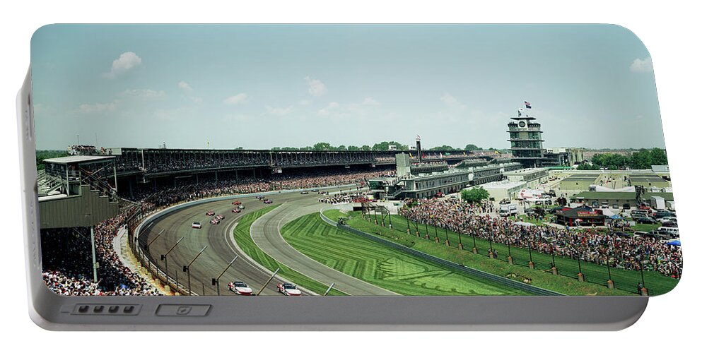 Photography Portable Battery Charger featuring the photograph Race Cars In Pace Lap In A Stadium #1 by Panoramic Images