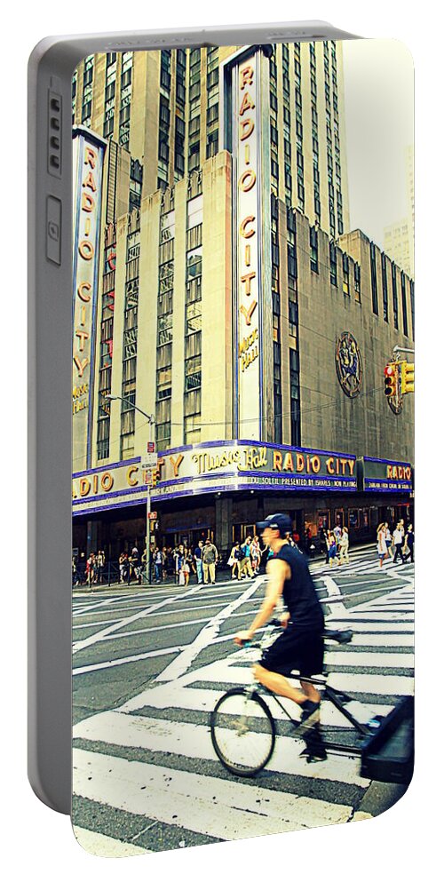 America Portable Battery Charger featuring the photograph Radio City Music Hall #1 by Valentino Visentini