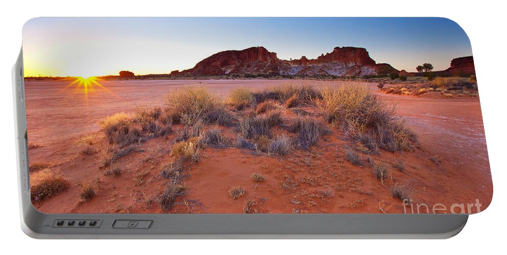 Rainbow Valley Sunrise Outback Landscape Central Australia Water Hole Northern Territory Australian Clay Pan Portable Battery Charger featuring the photograph Rainbow Valley sunrise #4 by Bill Robinson
