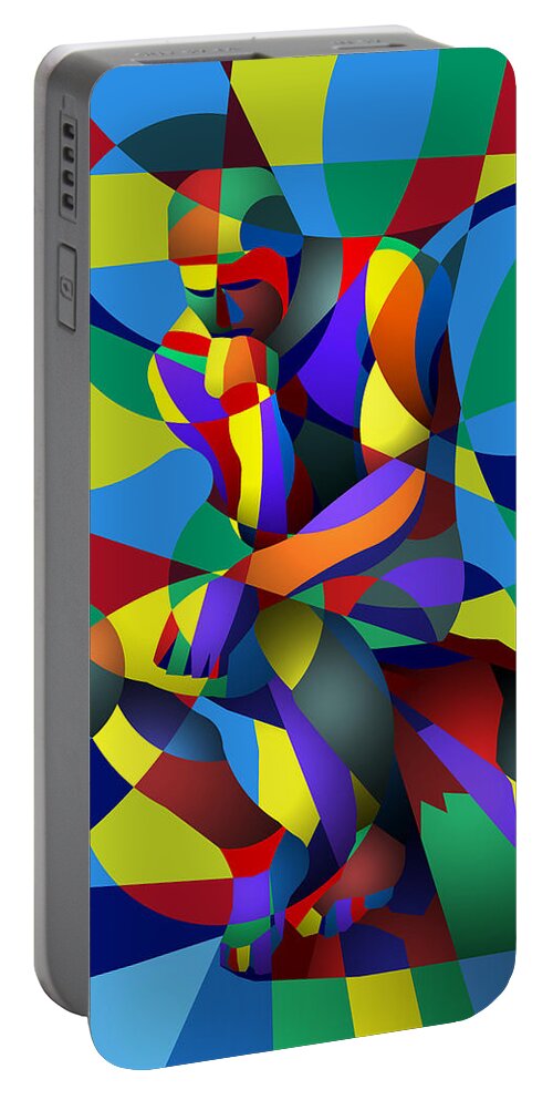 Classic Sculpture Portable Battery Charger featuring the digital art Randy's Rodin by Randall J Henrie