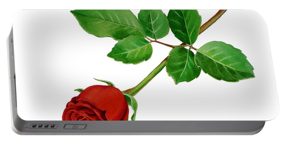 Rose Portable Battery Charger featuring the painting Red Rose #2 by Irina Sztukowski