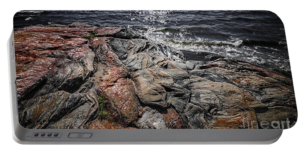 Rocks Portable Battery Charger featuring the photograph Rock formations at Georgian Bay 3 by Elena Elisseeva