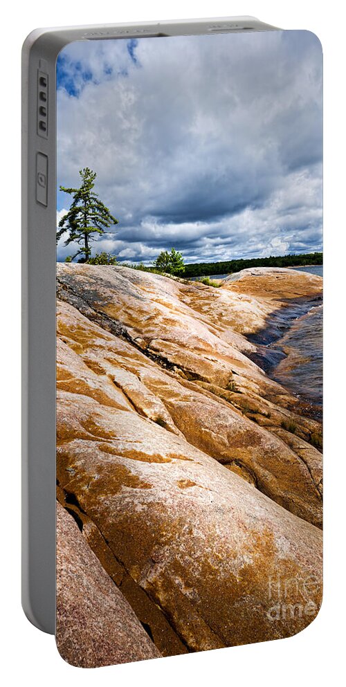 Georgian Portable Battery Charger featuring the photograph Rocky shore of Georgian Bay 3 by Elena Elisseeva
