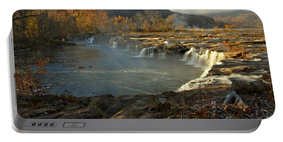 Sandstone Falls Portable Battery Charger featuring the photograph Sandstone Falls At New River Gorge #1 by Adam Jewell