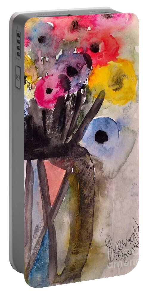 Floral Portable Battery Charger featuring the painting Series My Valentine #1 by Sherry Harradence