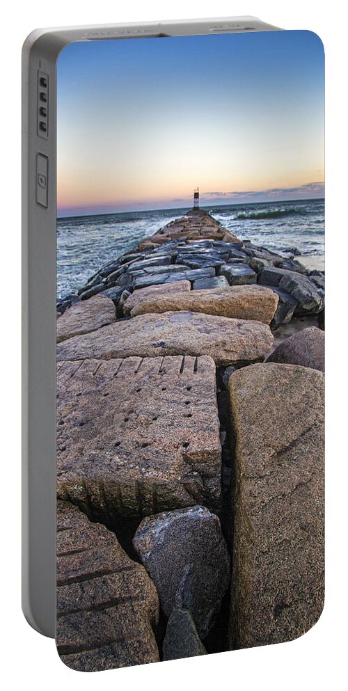 Shinnecock Portable Battery Charger featuring the photograph Shinnecock Inlet Jetty #1 by Robert Seifert