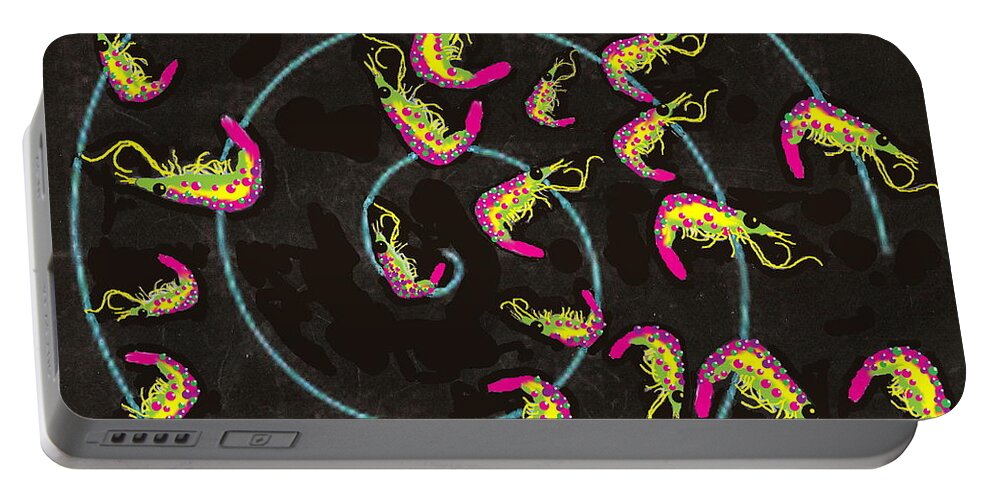  Portable Battery Charger featuring the digital art Shrimp Fractals Run Amuk #1 by R Allen Swezey