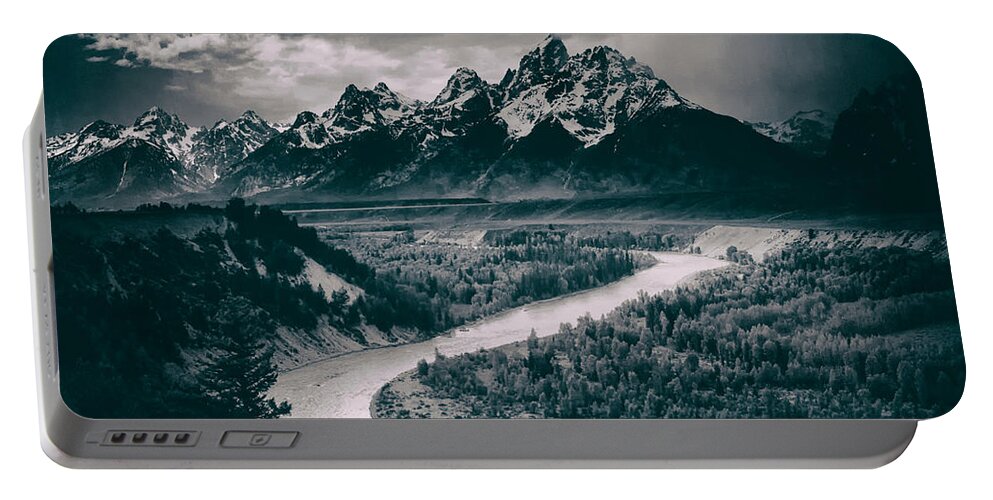 Ansel Adams Portable Battery Charger featuring the photograph Snake River in the Tetons - 1930s #1 by Mountain Dreams