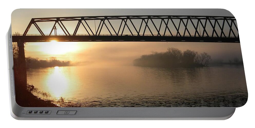 Postcard Portable Battery Charger featuring the digital art Sunrise Over The Ohio by Matthew Seufer