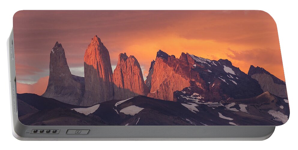 Feb0514 Portable Battery Charger featuring the photograph Sunrise Torres Del Paine Np Chile by Matthias Breiter