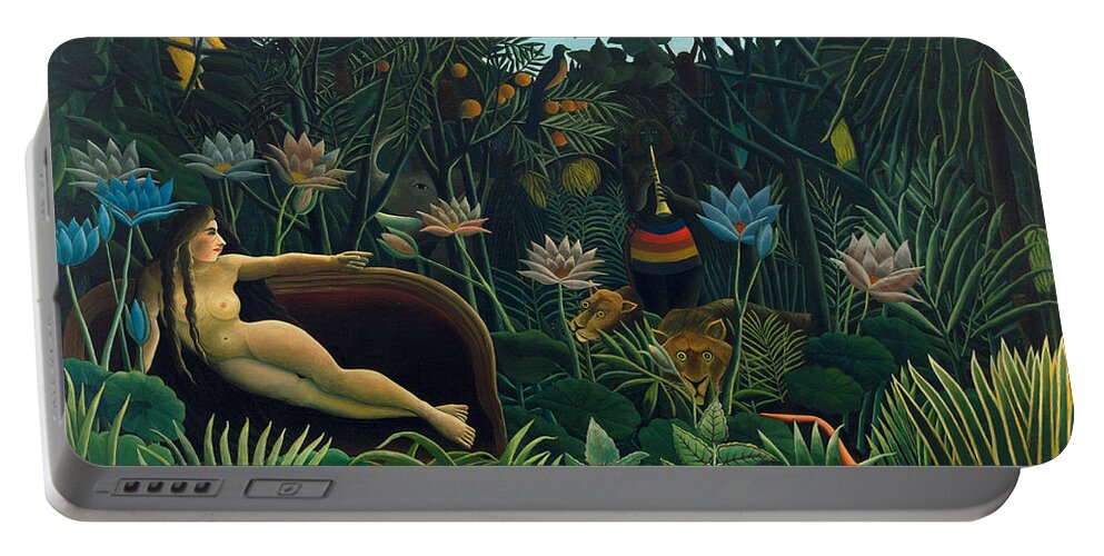 Henri Rousseau Portable Battery Charger featuring the painting The Dream #1 by Henri Rousseau