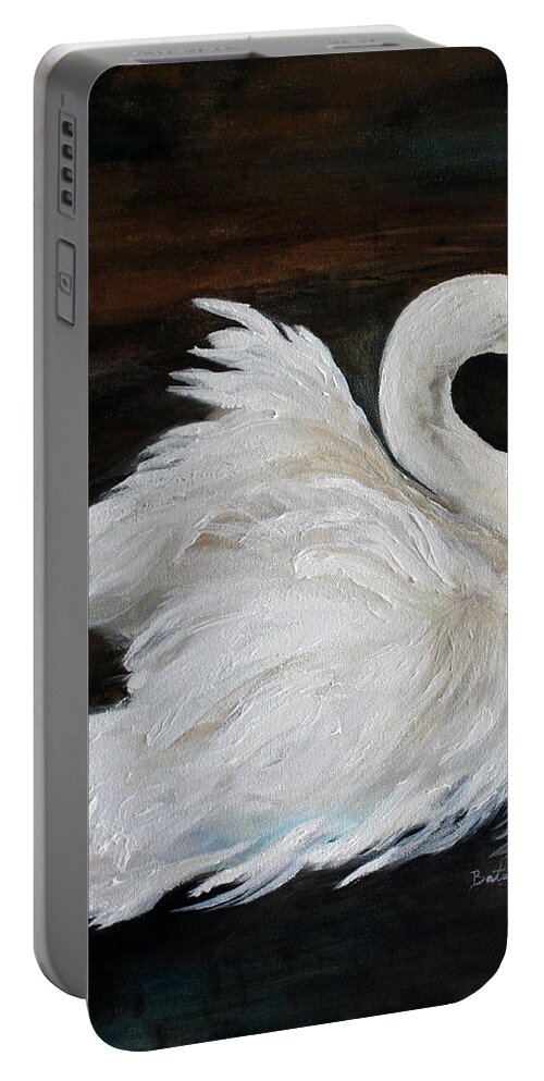 Swan Portable Battery Charger featuring the painting The Swans of Albury Manor I by Barbie Batson