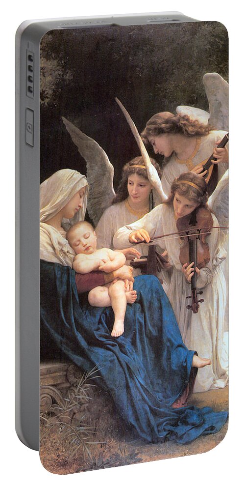 The Virgin With Angels Portable Battery Charger featuring the digital art The Virgin With Angels #2 by William Bouguereau