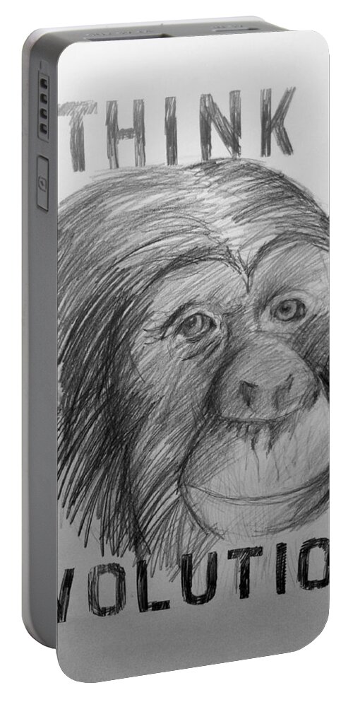 Evolution Portable Battery Charger featuring the drawing Think Evolution #1 by Gerry High
