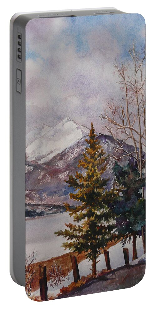 Dillon Lake Portable Battery Charger featuring the painting Thinking About Spring by Anne Gifford