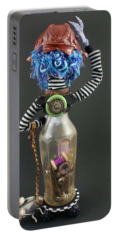 Time Collector Portable Battery Charger featuring the sculpture Time Collector #2 by Judy Henninger