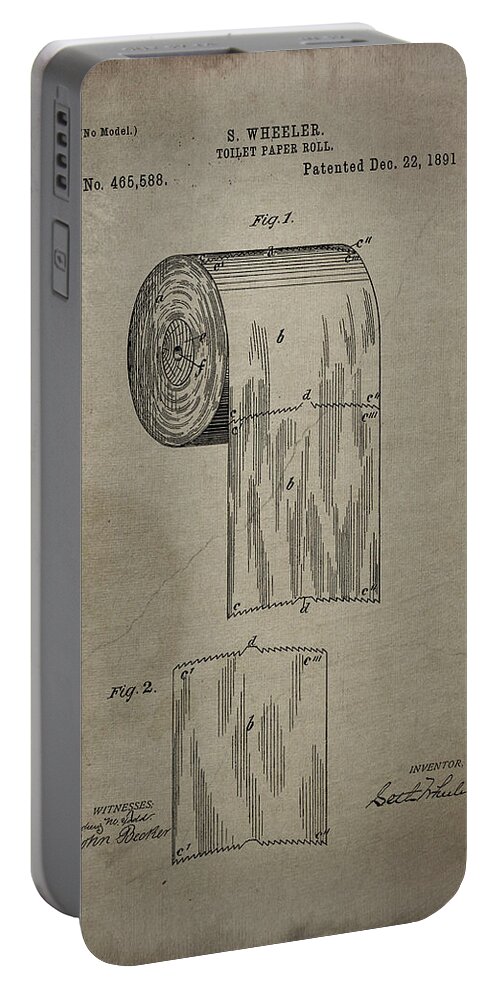 Toilet Paper Portable Battery Charger featuring the photograph Toilet Paper Roll Patent 1891 #1 by Chris Smith