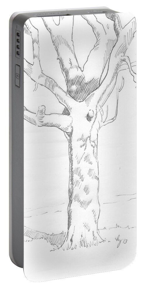 Tree Portable Battery Charger featuring the drawing Tree Sketch #1 by Mike Jory