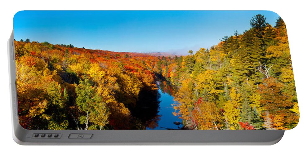 Photography Portable Battery Charger featuring the photograph Trees In Autumn At Dead River #1 by Panoramic Images