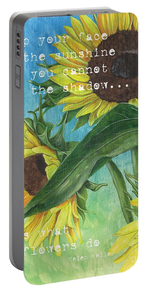Flowers Portable Battery Charger featuring the painting Vince's Sunflowers 1 #2 by Debbie DeWitt