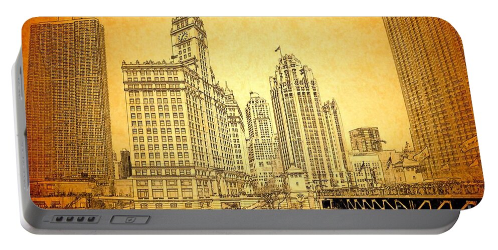 Wrigley Tower Portable Battery Charger featuring the photograph Wrigley Tower by Dejan Jovanovic