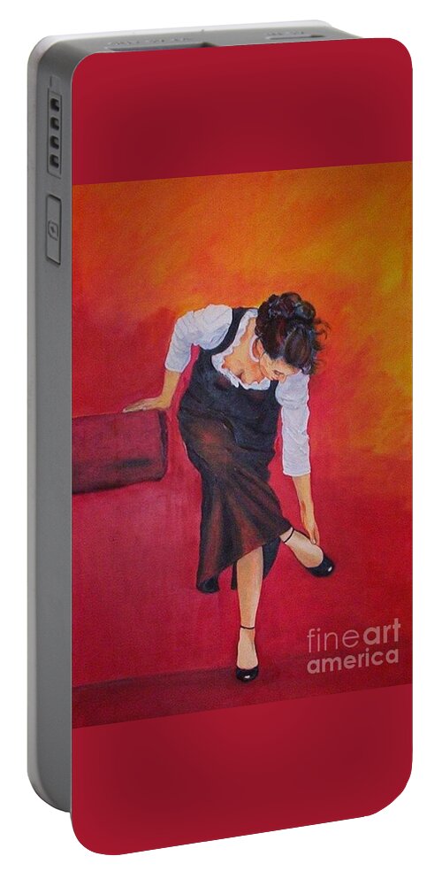 Humanpainting Portable Battery Charger featuring the painting Zapatos i #1 by Dagmar Helbig