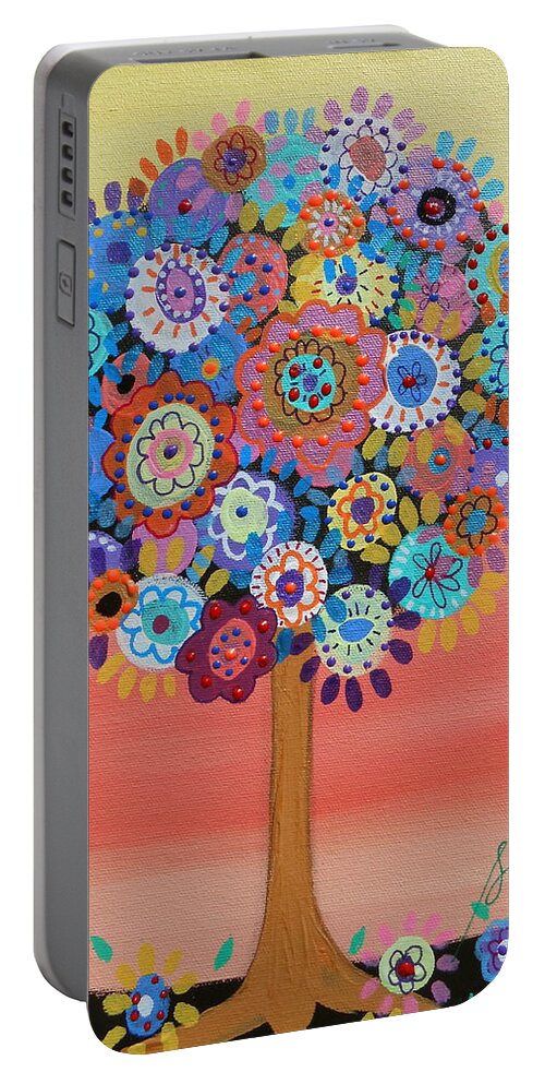 Bar Portable Battery Charger featuring the painting Tree Of Life #127 by Pristine Cartera Turkus