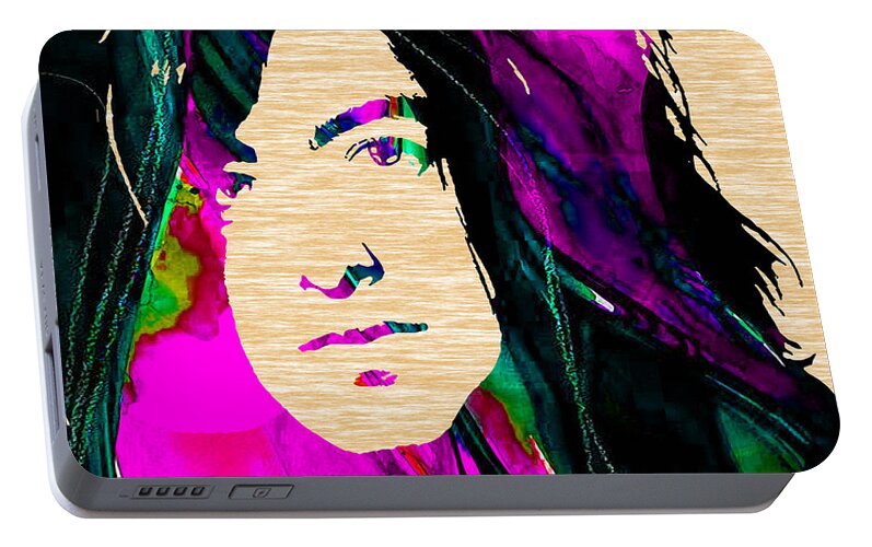 Jimmy Page Portable Battery Charger featuring the mixed media Jimmy Page Collection #16 by Marvin Blaine