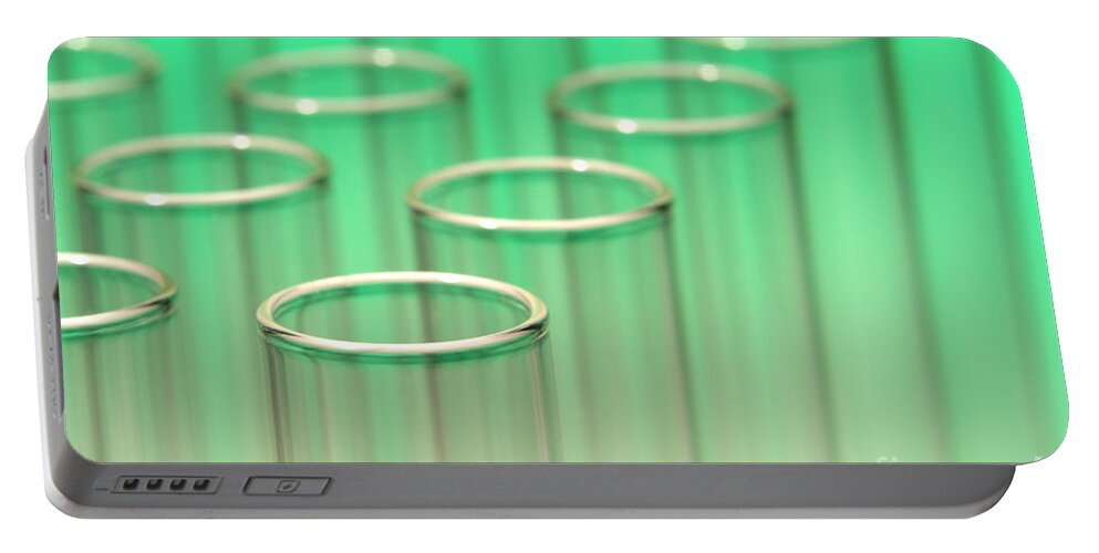 Test Portable Battery Charger featuring the photograph Laboratory Test Tubes in Science Research Lab #18 by Science Research Lab