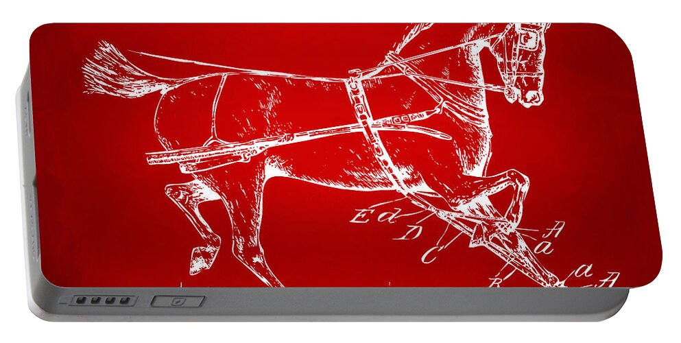 Horse Portable Battery Charger featuring the digital art 1900 Horse Hobble Patent Artwork Red by Nikki Marie Smith