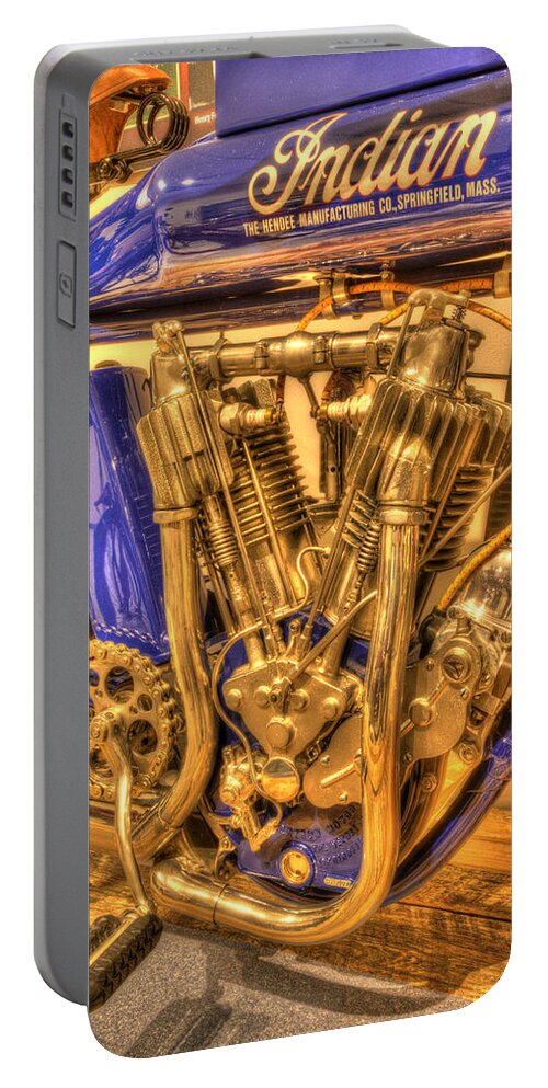 D6-c-0162-hd-2 Portable Battery Charger featuring the photograph 1912 Indian Twin - 2 by Paul W Faust - Impressions of Light