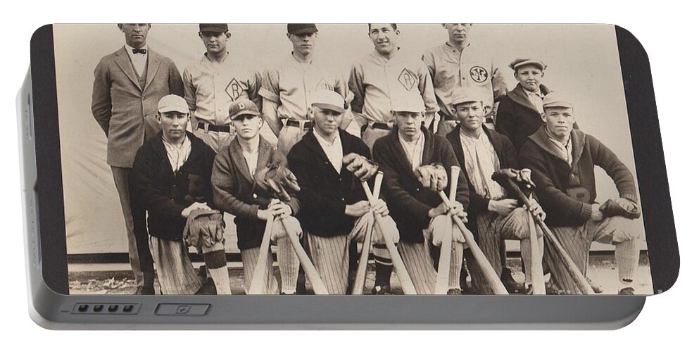 1924 Portable Battery Charger featuring the photograph 1924 Rockwall Baseball Team by Vintage Collectables