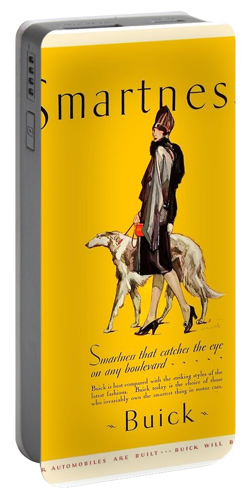 Buick Portable Battery Charger featuring the digital art 1927 - Buick Automobile Advertisement - Art Deco - Color by John Madison