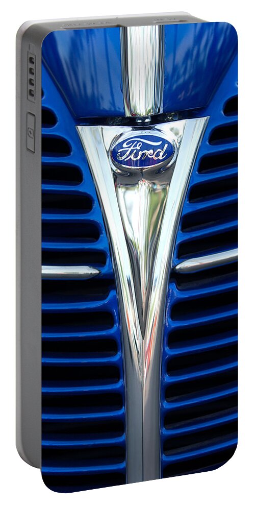 1939 Ford Woody Wagon Grille Emblem Portable Battery Charger featuring the photograph 1939 Ford Woody Wagon Grille Emblem by Jill Reger