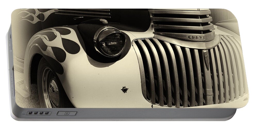 Hot Rod Portable Battery Charger featuring the photograph 1946 Chevy Pick up by Ron Roberts