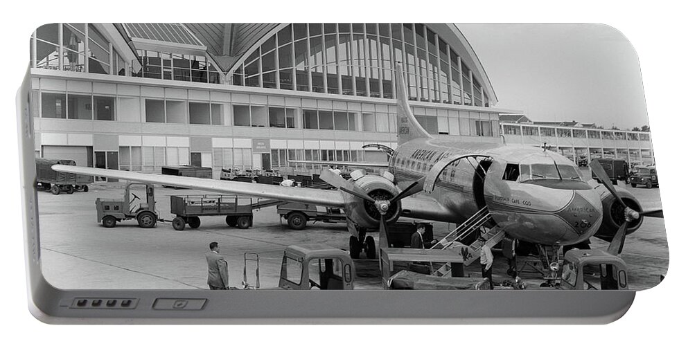 Photography Portable Battery Charger featuring the photograph 1950s 1960s Propeller Airplane by Vintage Images