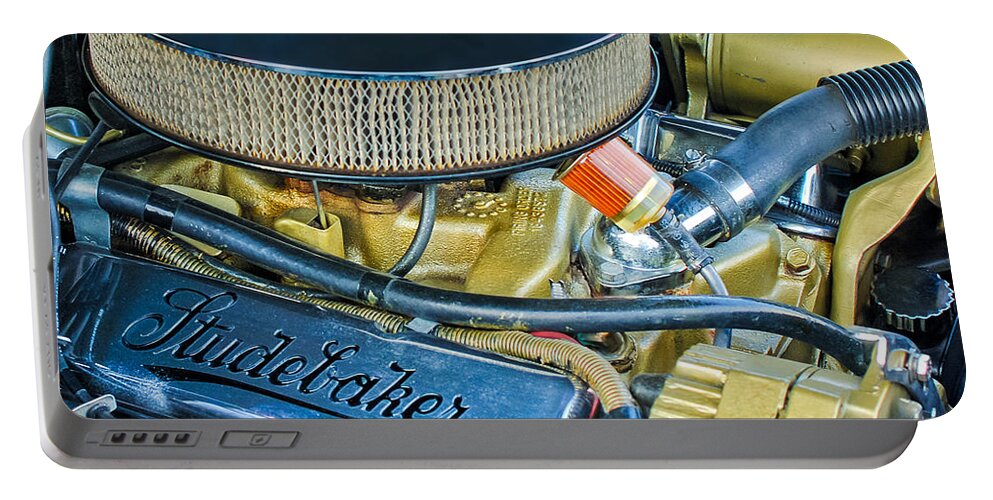 1953 Studebaker Champion Starliner Engine Portable Battery Charger featuring the photograph 1953 Studebaker Champion Starliner Engine by Jill Reger