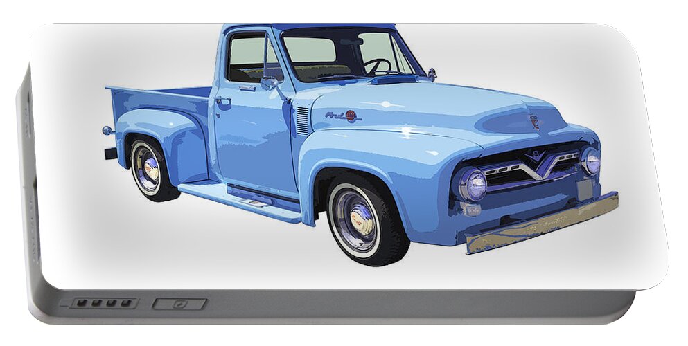 Ford F100 Truck Portable Battery Charger featuring the photograph 1955 Ford F100 Blue Pickup Truck Canvas by Keith Webber Jr