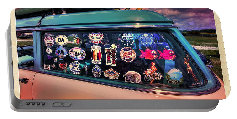 56 Chevy Portable Battery Charger featuring the photograph 1956 Chevy Wagon by Arttography LLC