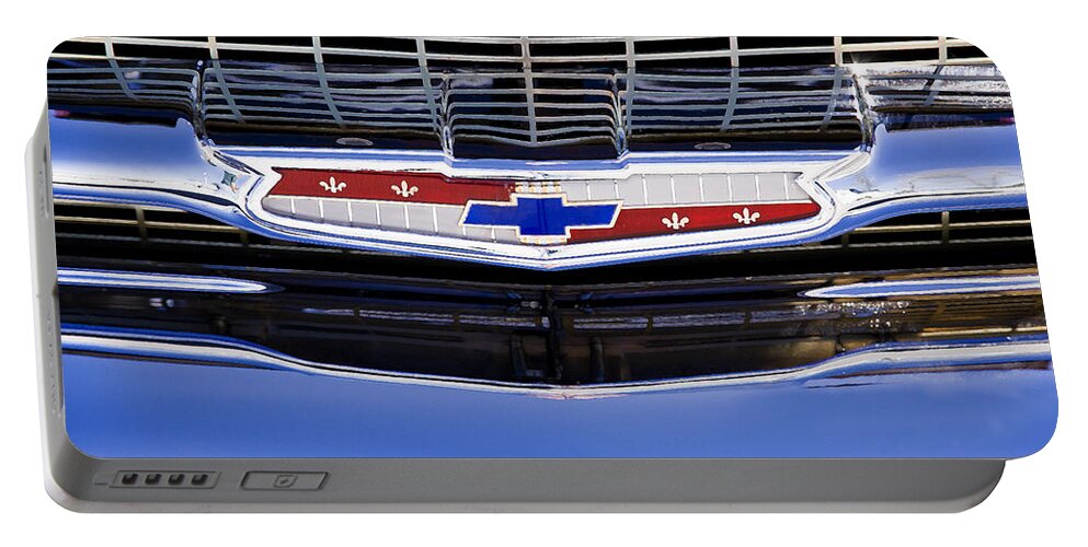 Chevrolet Portable Battery Charger featuring the photograph 1957 Chevy Emblem by Rich Franco