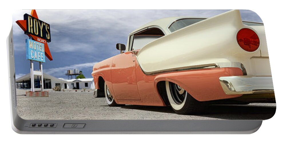 1957 Ford Portable Battery Charger featuring the photograph 1957 Ford Fairlane Lowrider by Mike McGlothlen
