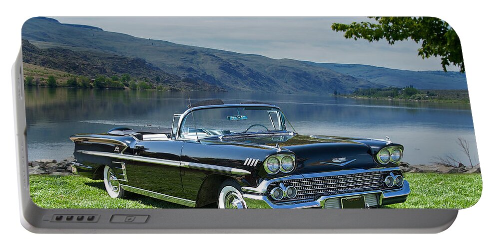 History Portable Battery Charger featuring the photograph 1958 Chevrolet Impala Convertible by Dave Koontz