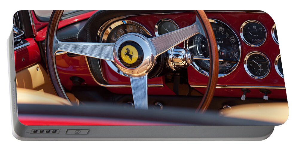 1960 Ferrari 250 Gt Cabriolet Pininfarina Series Ii Steering Wheel Emblem Portable Battery Charger featuring the photograph 1960 Ferrari 250 GT Cabriolet Pininfarina Series II Steering Wheel Emblem by Jill Reger
